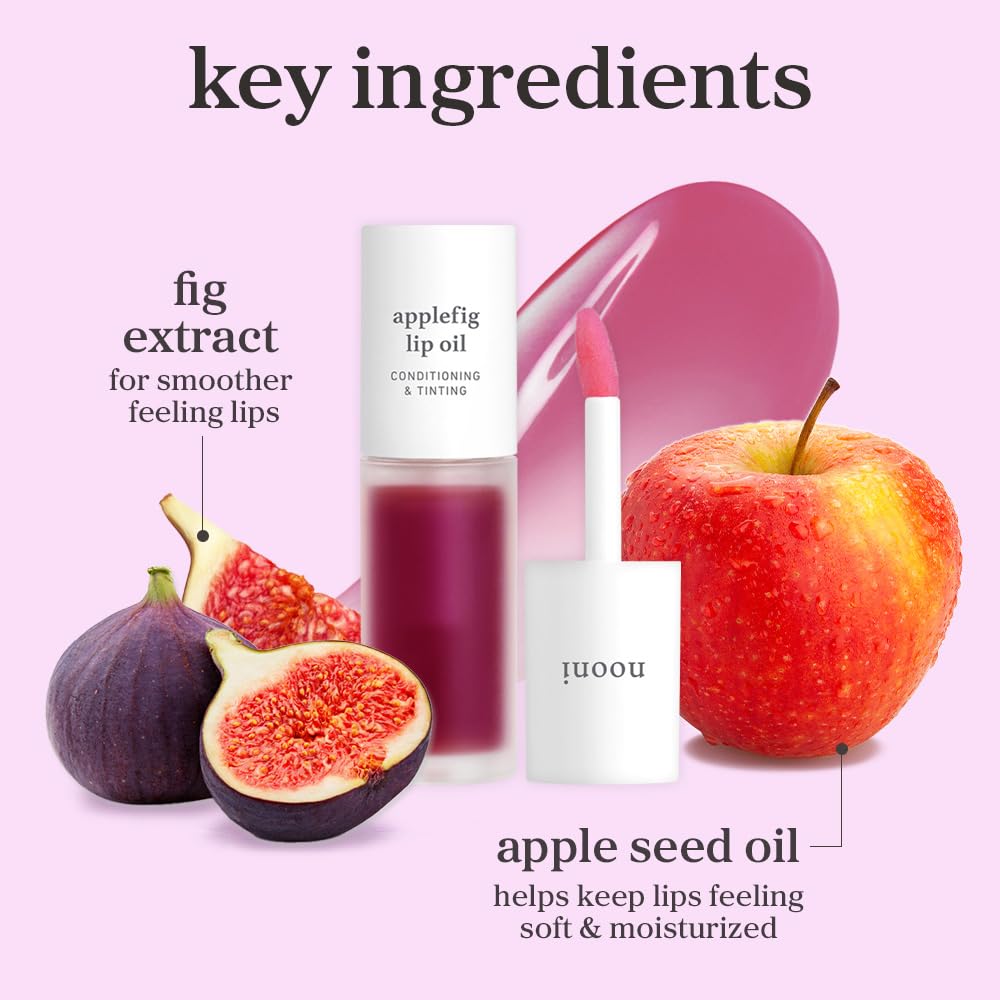 Nooni lip oil swatches on skin reveal color payoff and hydration.