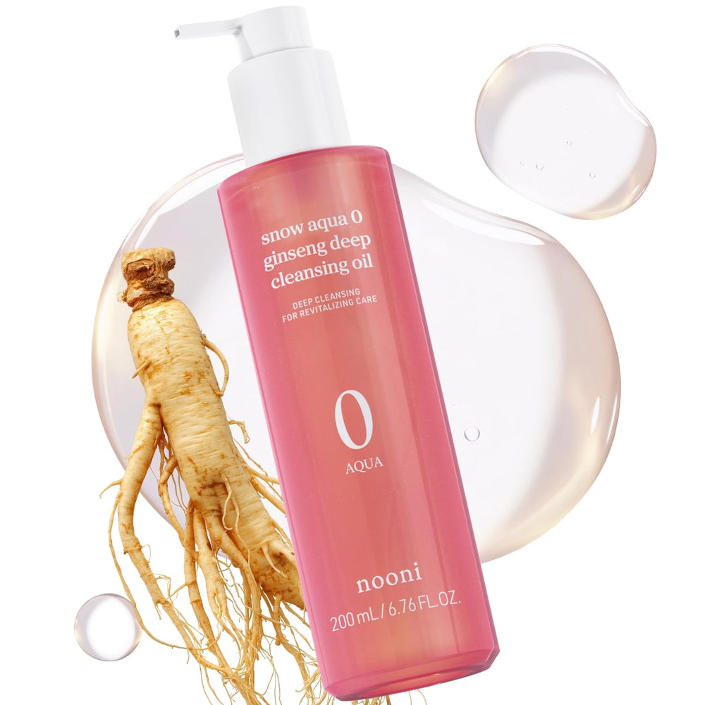 NOONI Snow Aqua 0 Ginseng: botella visible para limpieza facial suave.