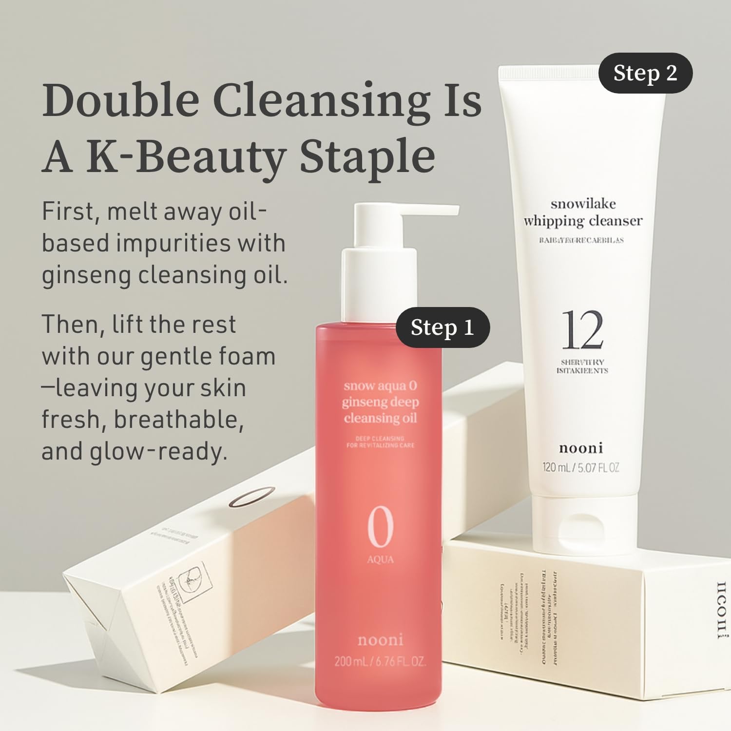 NOONI Snow Aqua 0 Ginseng: efecto piel de vidrio tras la limpieza.