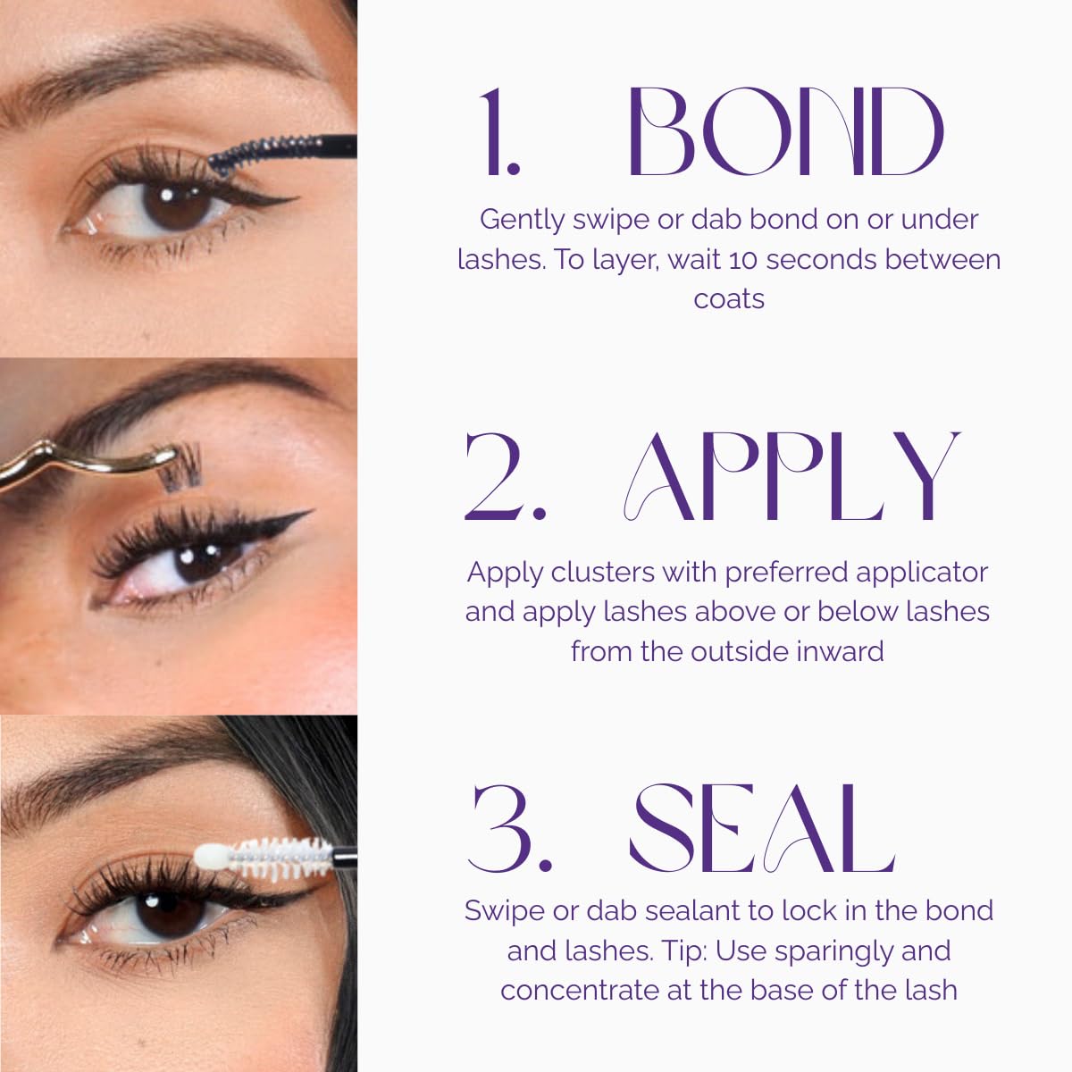 NOONLASH precision brush tip shown for easy, accurate lash application.