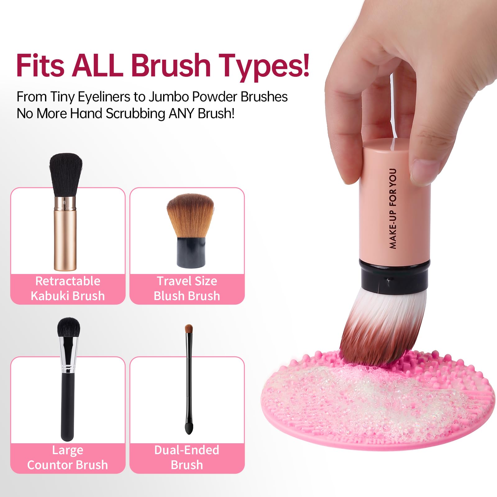 Norate makeup brush cleaner kit displayed with mat and two shampoos.