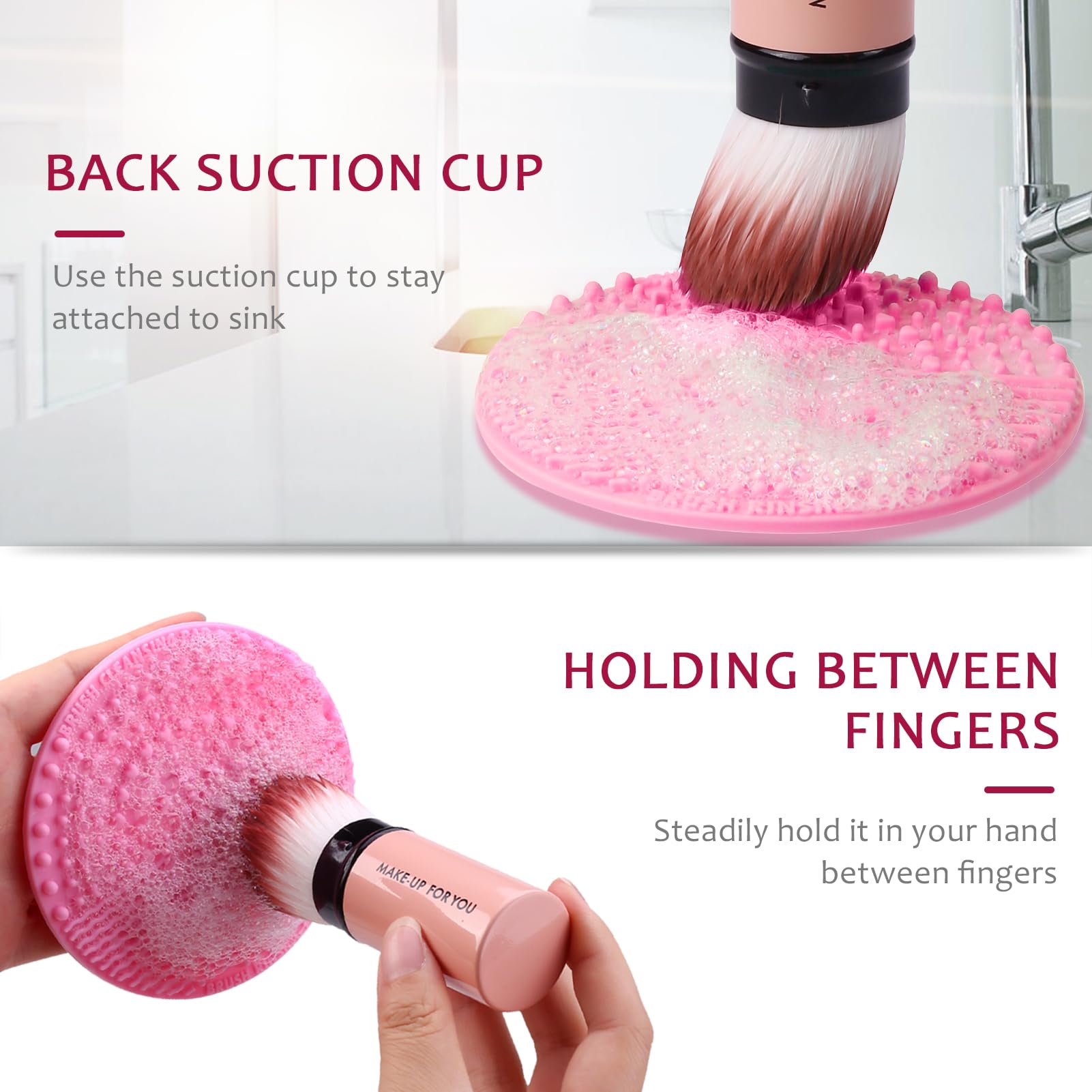 Norate makeup brush cleaner kit on vanity promotes organized tools.