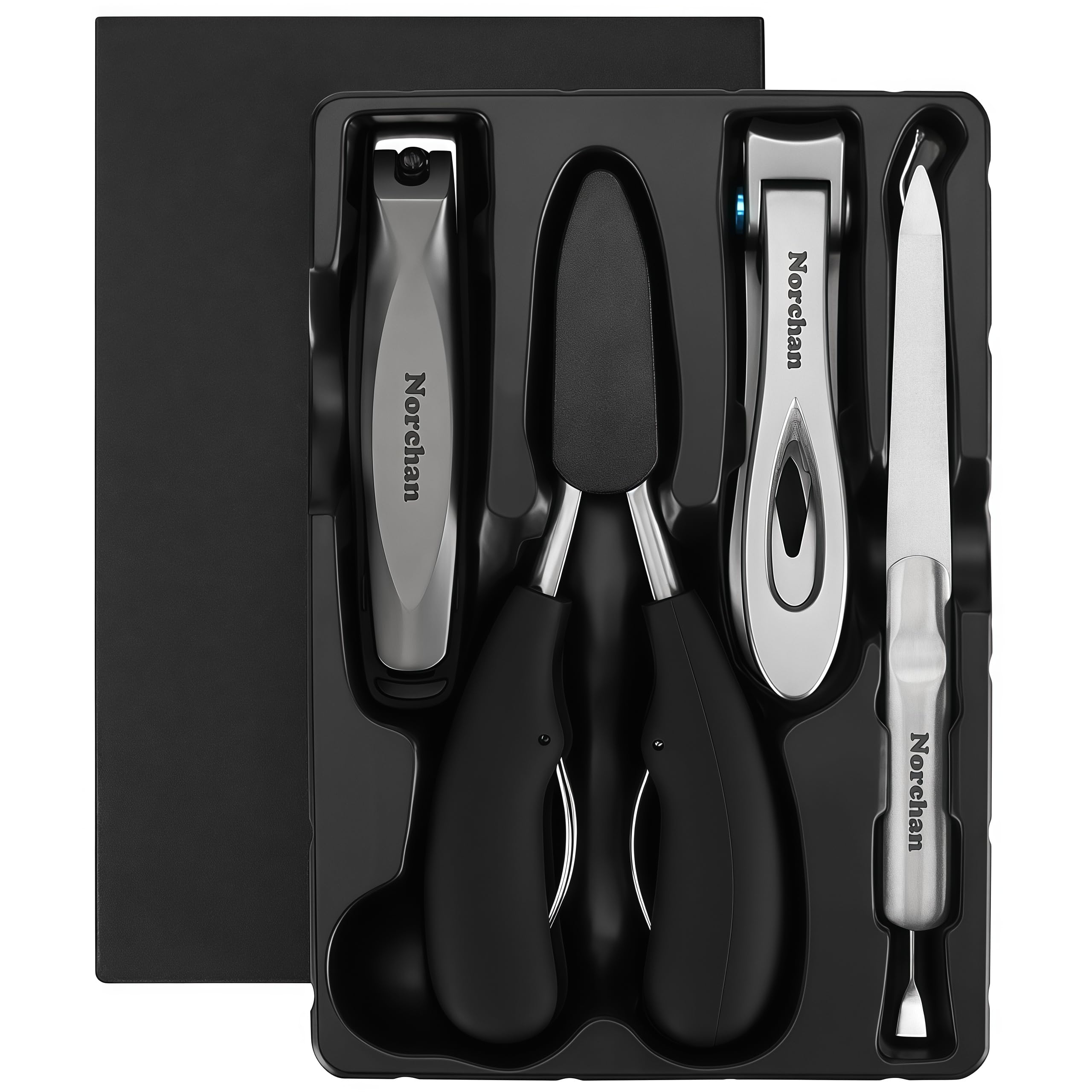 Norchan large nail clippers set with wide jaw toe-nail clipper for precise trimming.