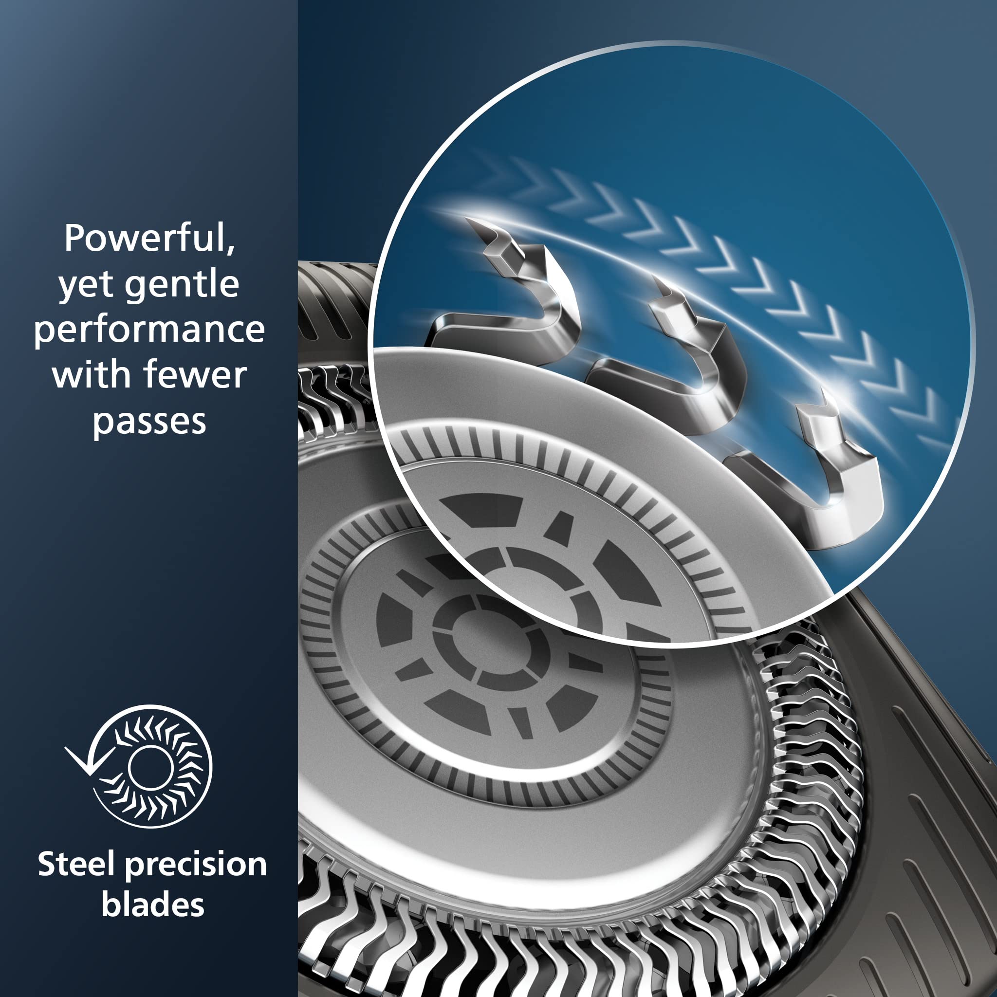 Norelco 5400 shaver flex heads 360° follow facial contours.