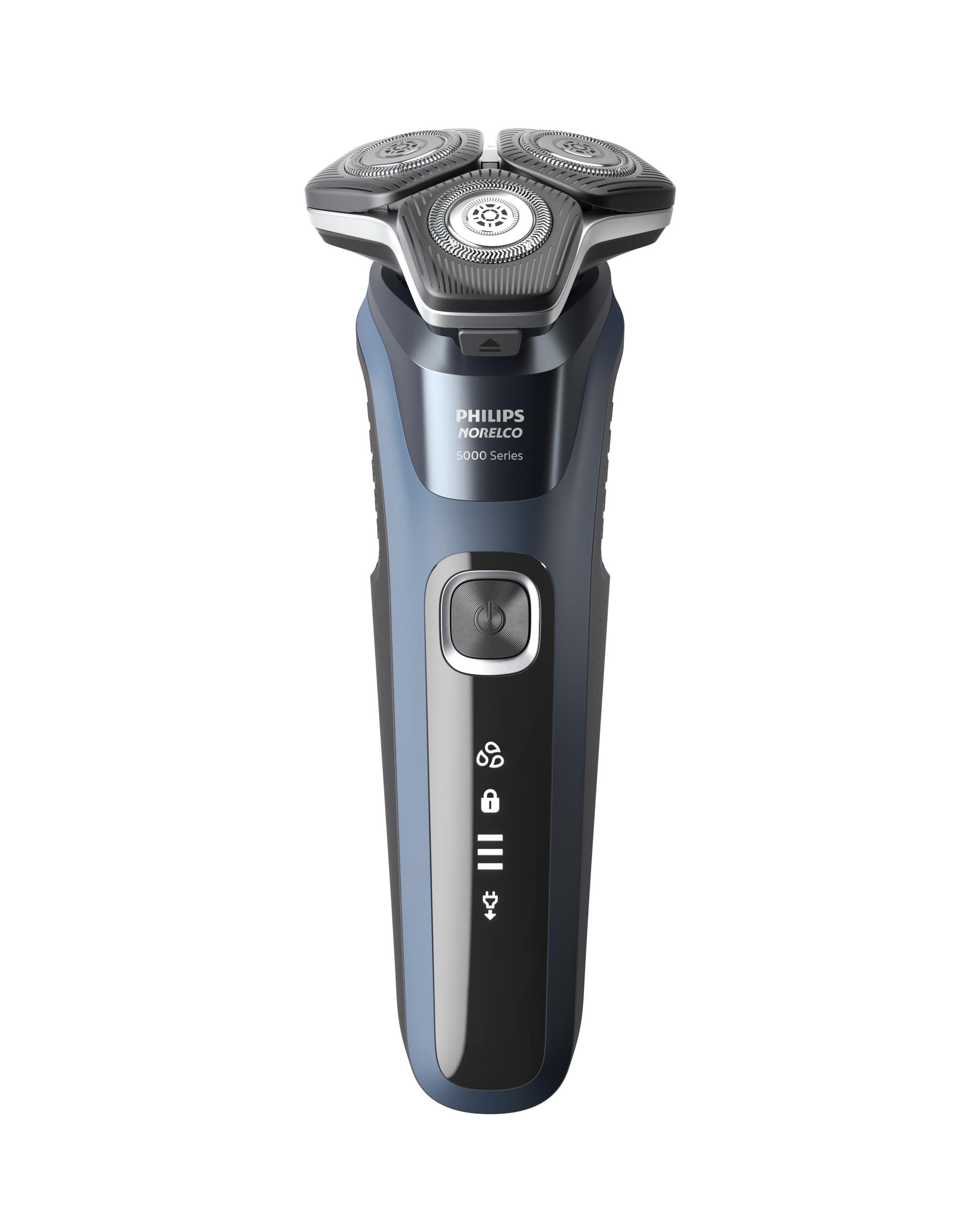 Norelco 5400 shaver front view shows compact design for easy daily use.