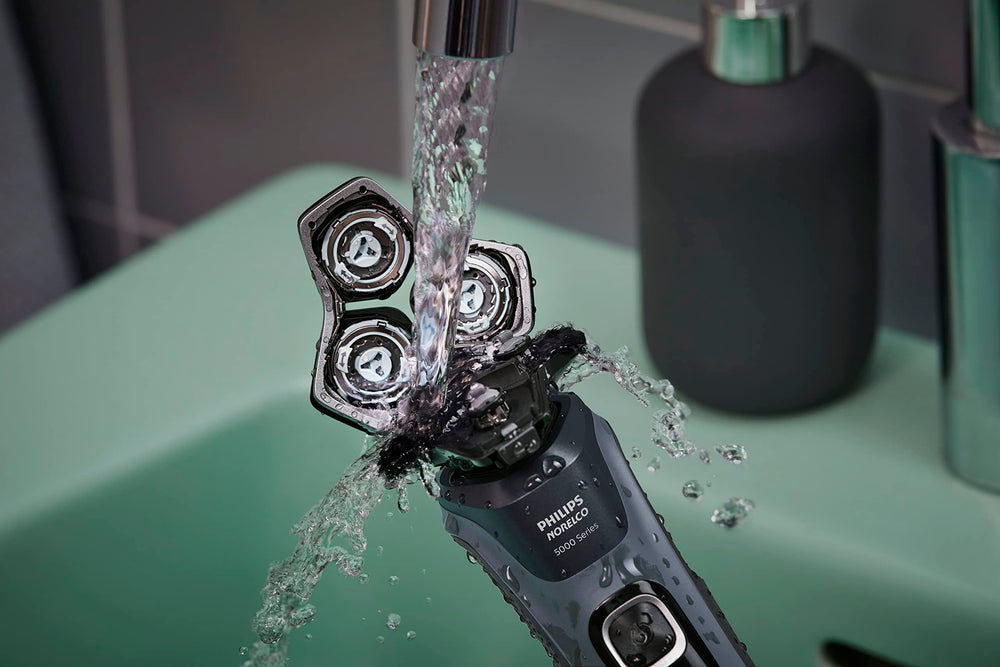 Norelco 5400 shaver wet and dry use for shower or dry grooming.