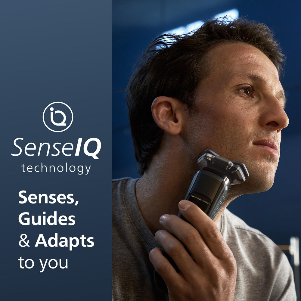 Norelco 9400 SenseIQ sensor analyzes density for adaptive shaving.