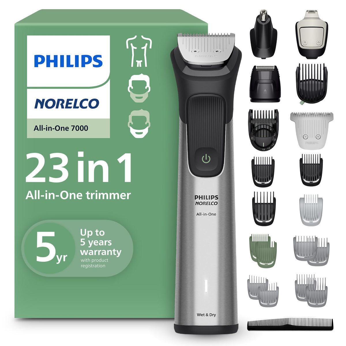 Norelco All-in-One Series 7000 attachments expand grooming options at home