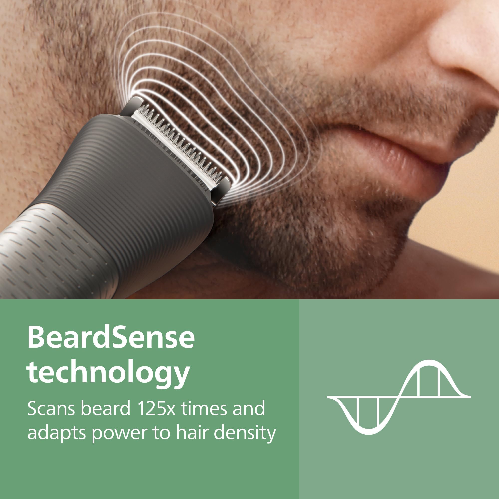 Body trimmer attachment from the Norelco 7000 supports comfortable body grooming