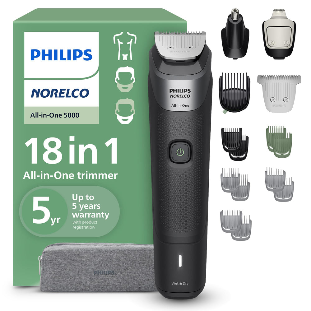 Norelco All-in-One Trimmer 5000 Series with 18 attachments for beard, hair, and body grooming