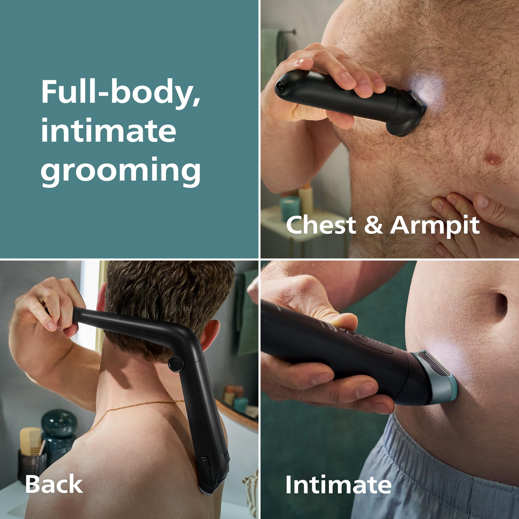 Norelco 9000 back attachment enables easy reach to back hair