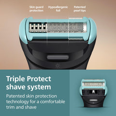 Norelco skin-guard design helps minimize irritation during shaving