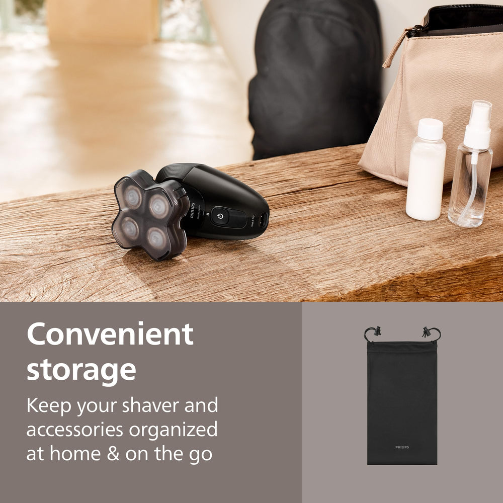 Norelco Pro 5000 travel lock prevents activation during travel.
