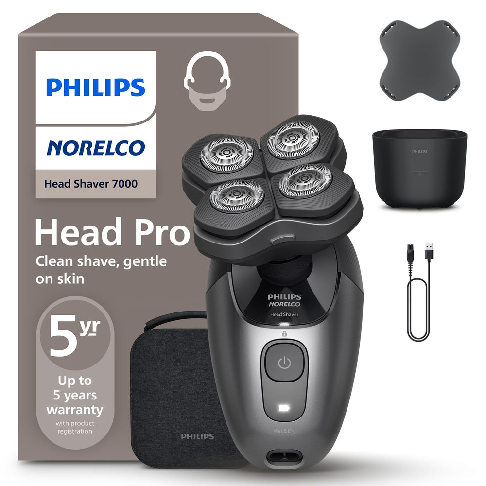 Norelco Head Shaver Pro 7000 with 360° flexing head for close shaving