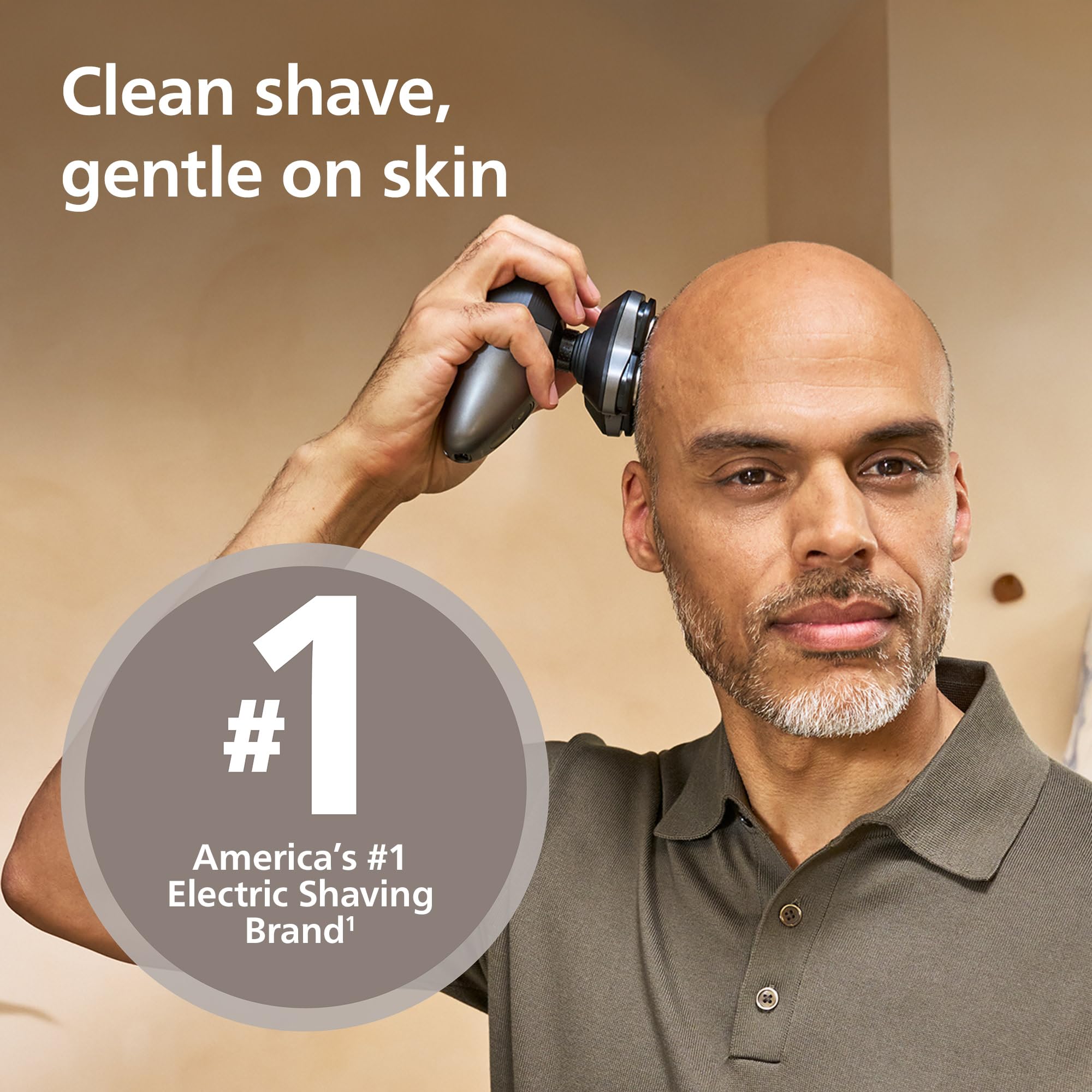 Norelco Pro 7000 contoured head maintains even skin contact on the scalp