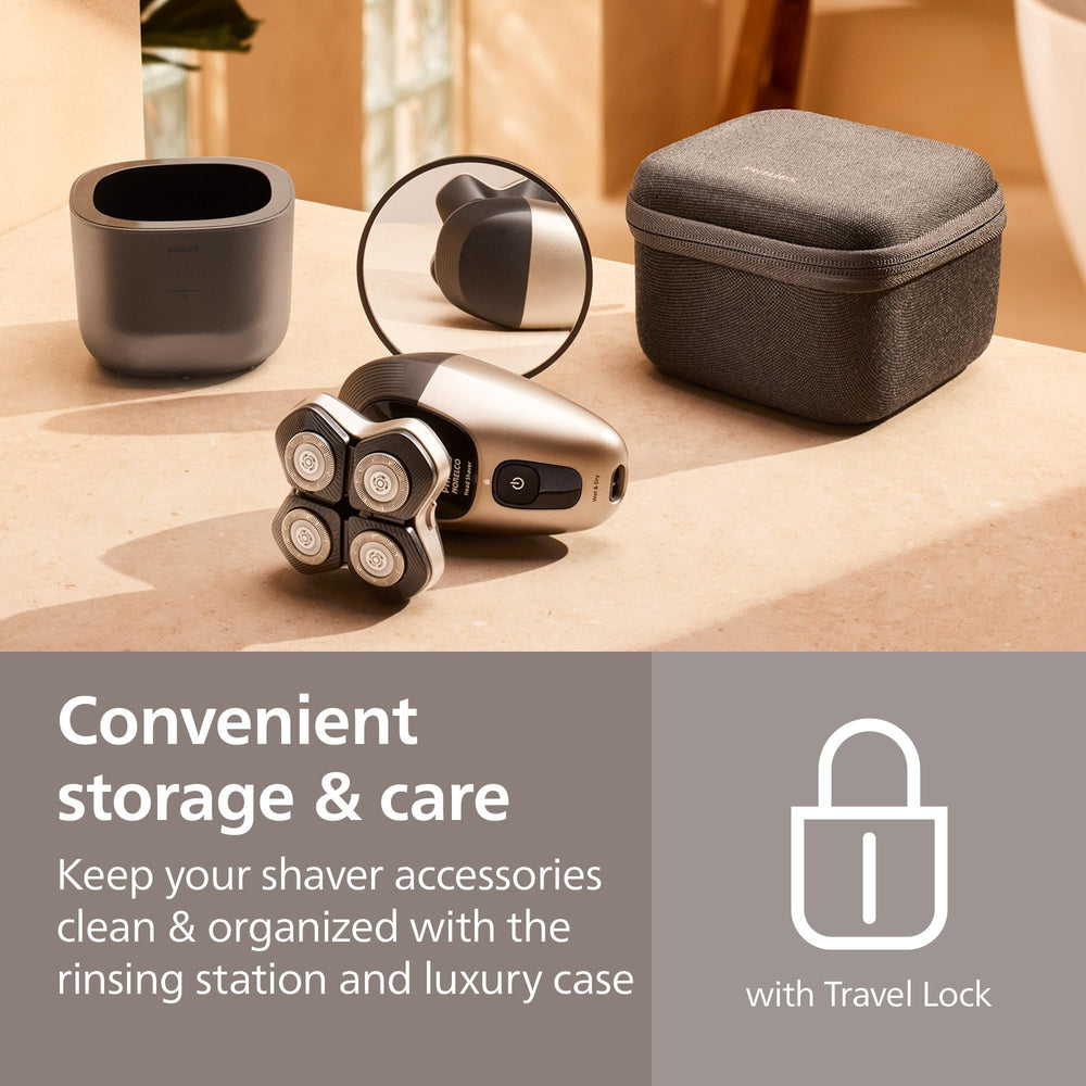 Norelco hair collection system keeps shaving area tidy