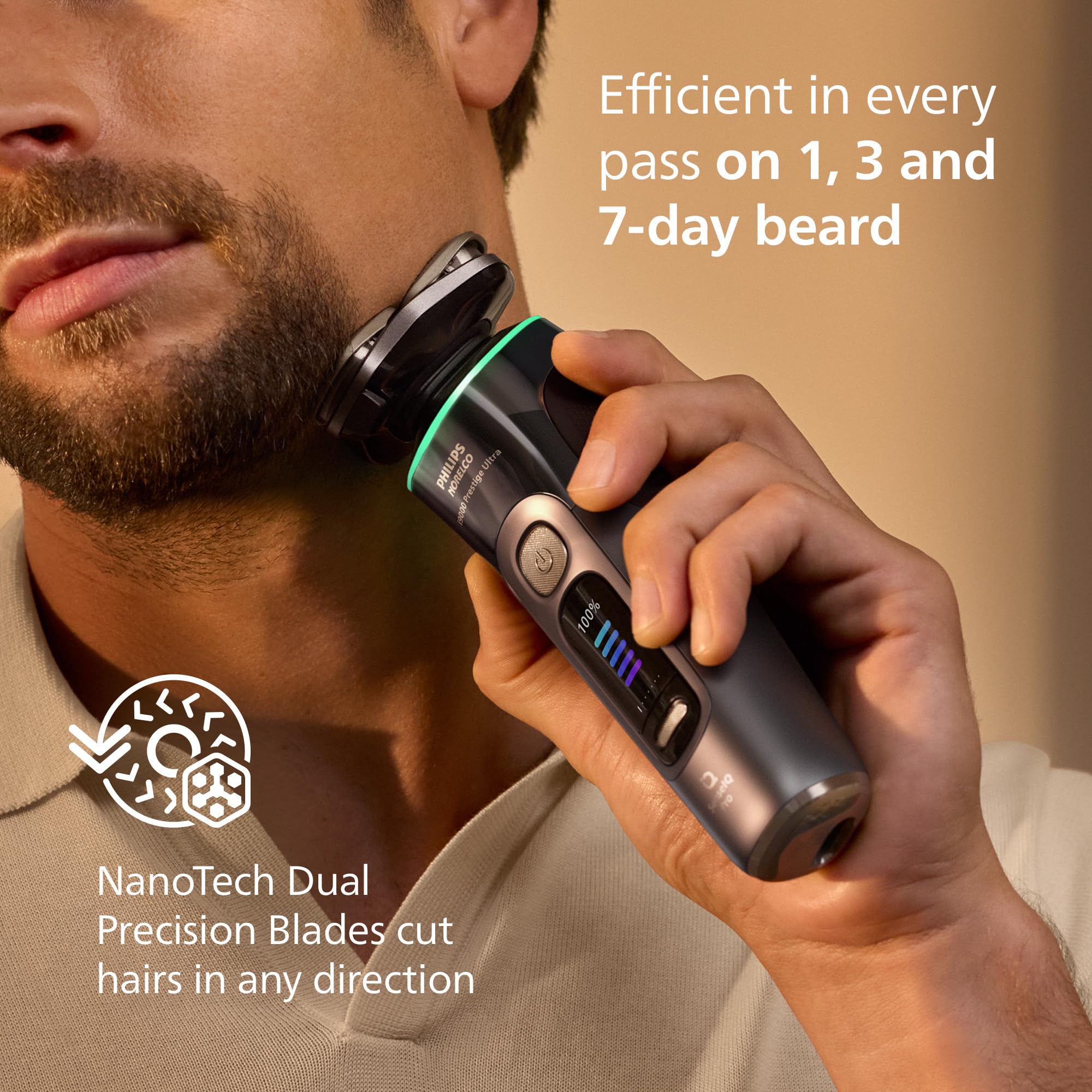 Norelco i9000 offers 5 custom shave modes for adaptable routines.