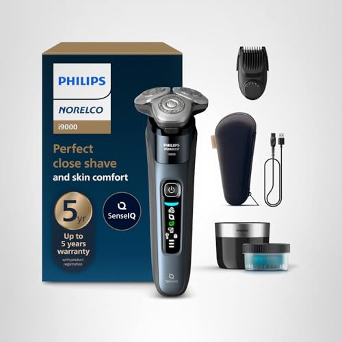 Norelco i9000 wet-dry use in the shower for convenient grooming.