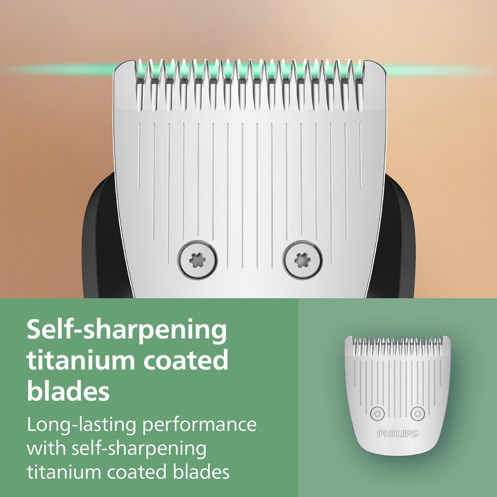 Lithium-ion battery provides up to 3 hours of cordless trimming with Norelco