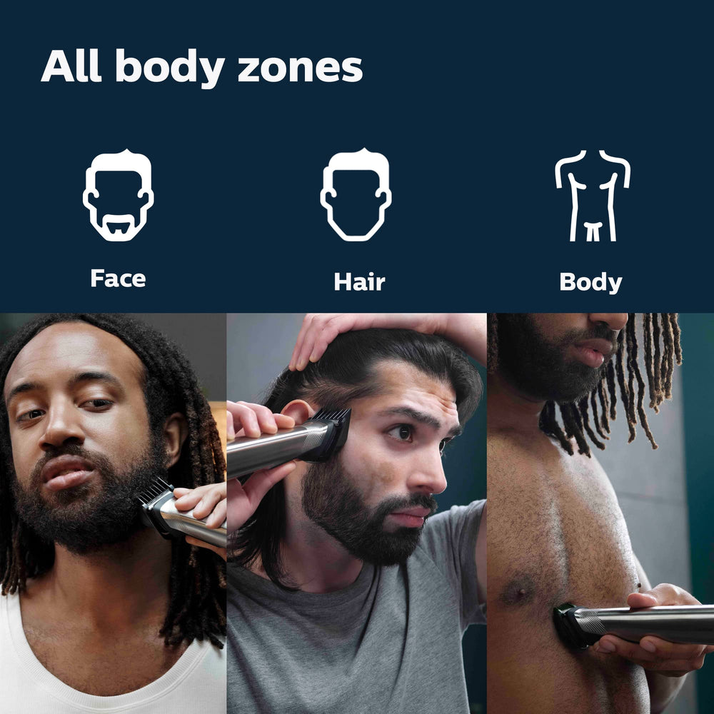 Norelco MG7910 beard-sense-technology adapts power to density.
