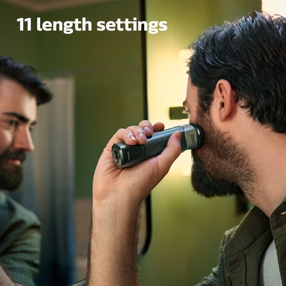 Norelco Multigroom 5000 3-7 mm guard offers customizable lengths.