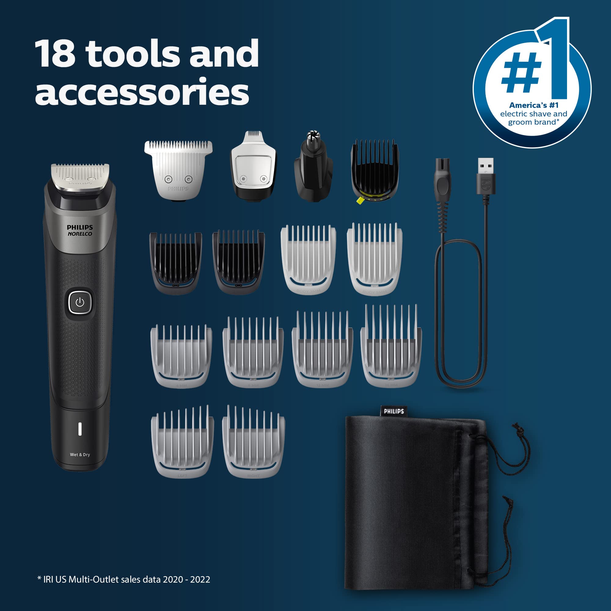 Norelco Multigroom 5000 nose and ear trimmer for quick detailing.