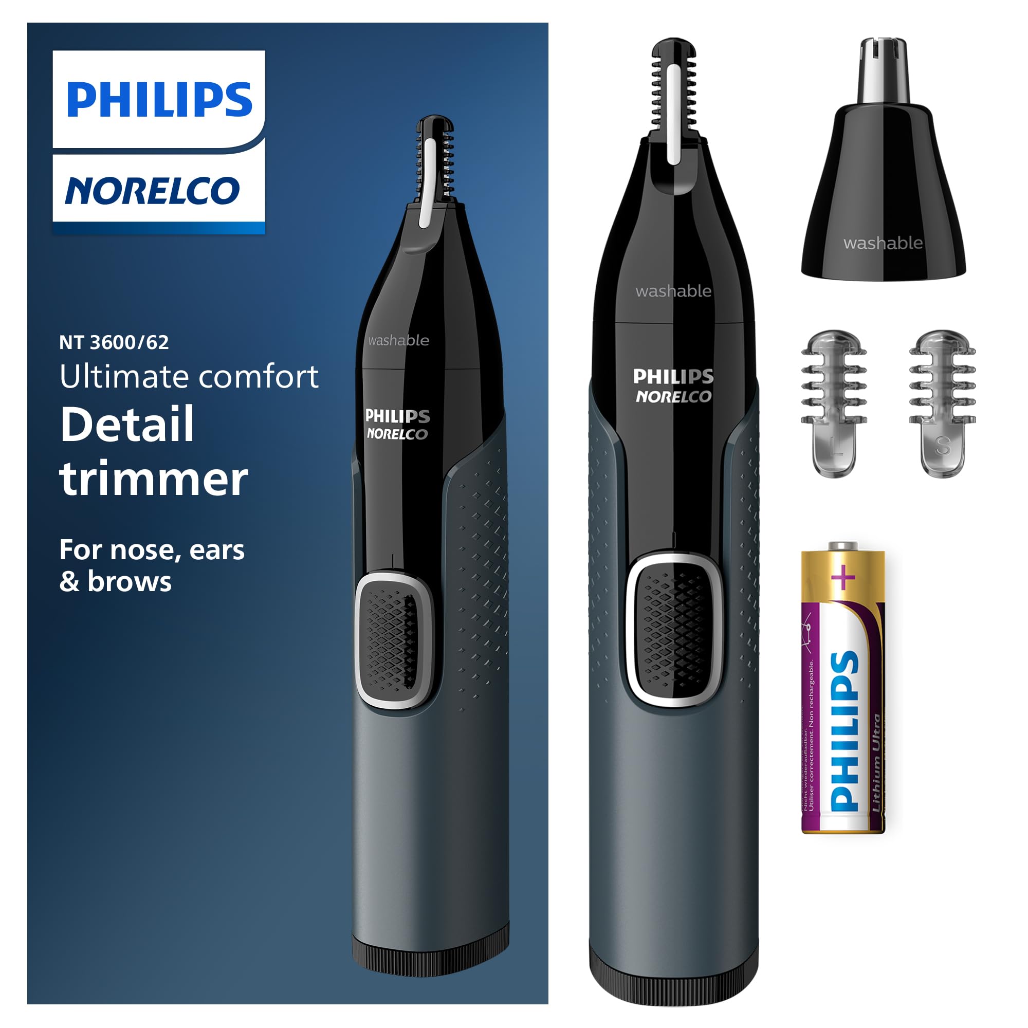 Norelco Nose Trimmer 3000 nose close-up for gentle, precise trimming.
