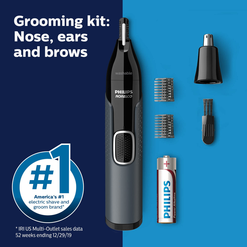 Norelco Nose Trimmer 3000 water resistant in-use cleaning under tap.
