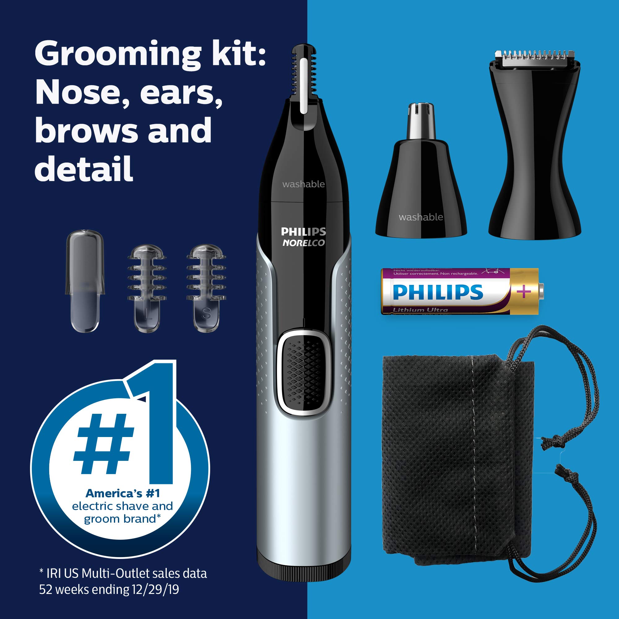 Norelco travel pouch included for on-the-go trimming