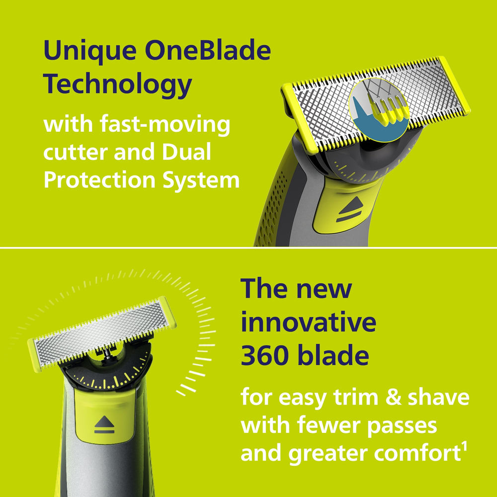 Norelco OneBlade 360 Face + Body 5-in-1 comb trims beard to required length