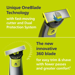 Norelco OneBlade 360 Face + Body 5-in-1 comb trims beard to required length