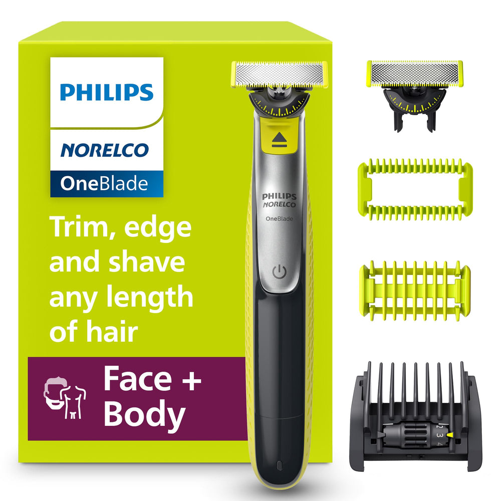 Norelco OneBlade 360 Face + Body close-up blade for precise edge definition