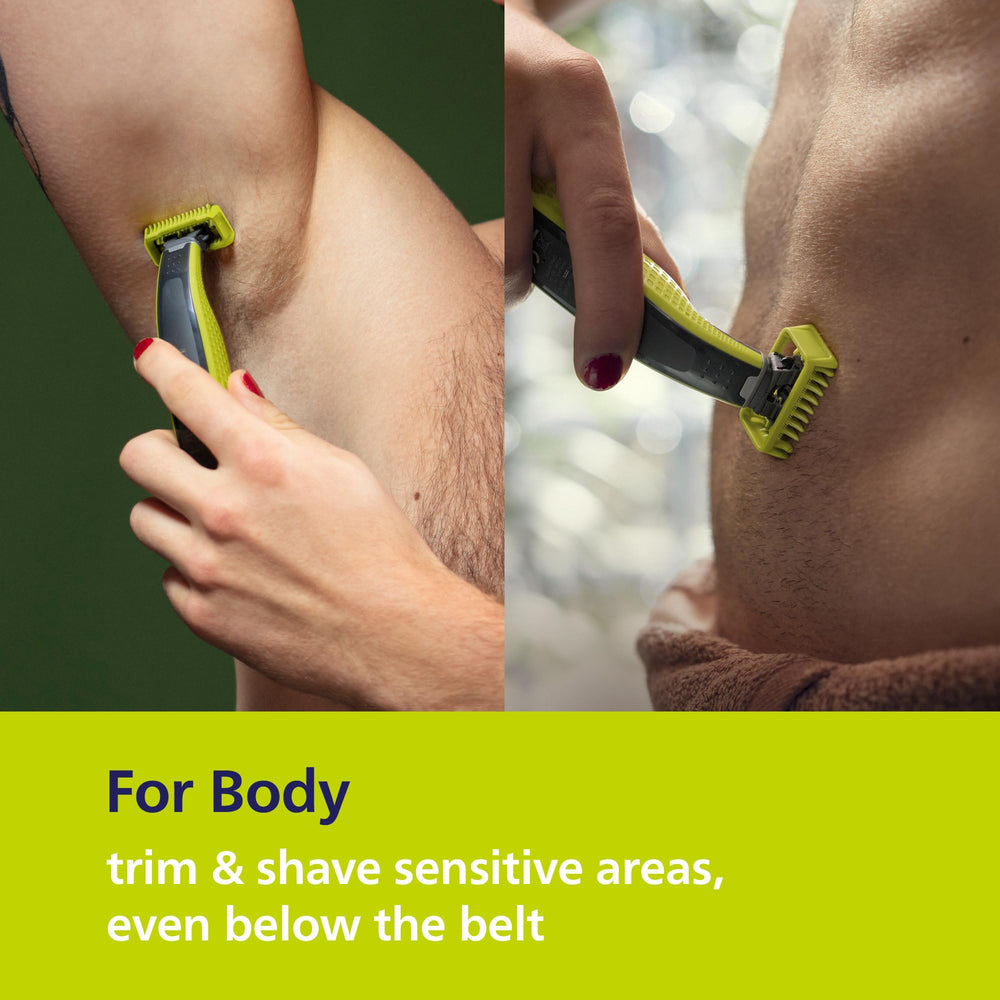 Norelco OneBlade 360 Face + Body in wet and dry use for versatile grooming