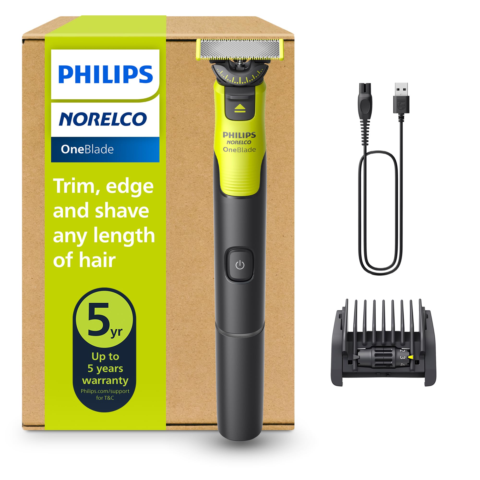 Norelco OneBlade 360 front view for precise daily grooming