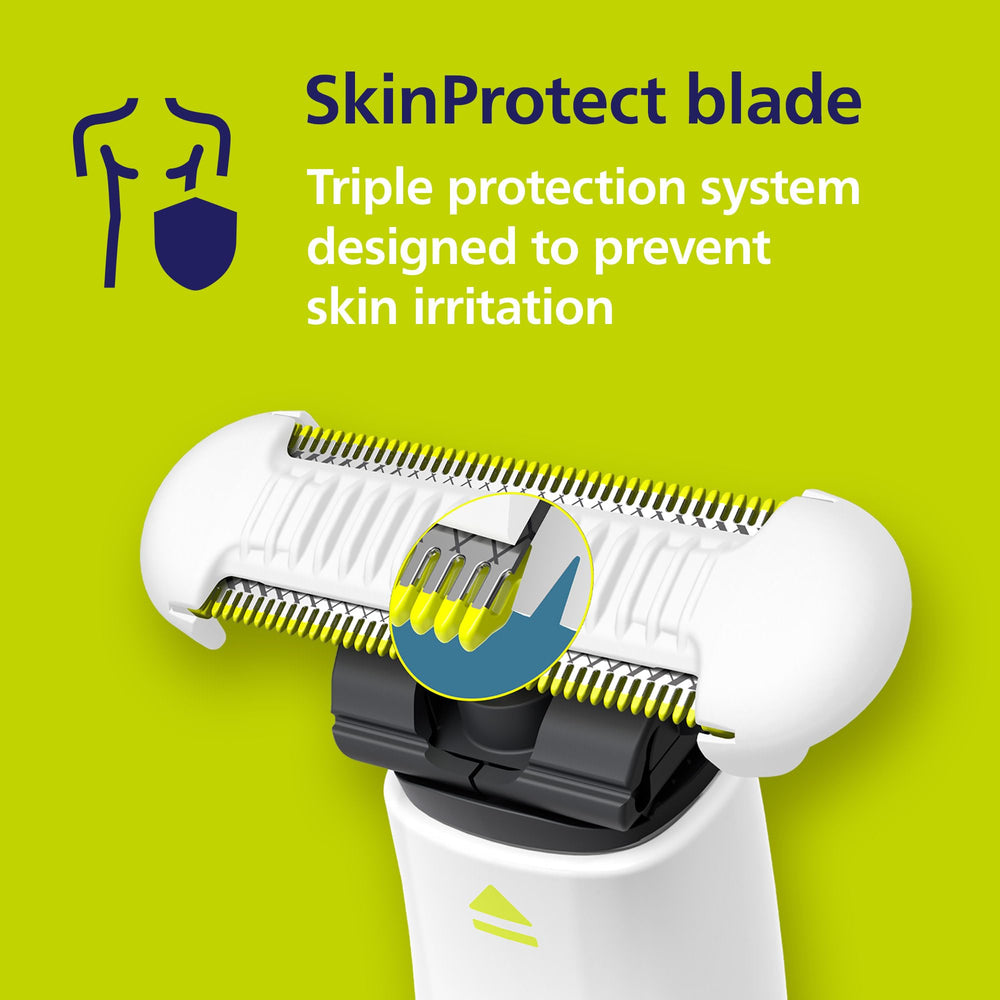Norelco OneBlade Intimate SkinProtect blade emphasizes protection against nicks.