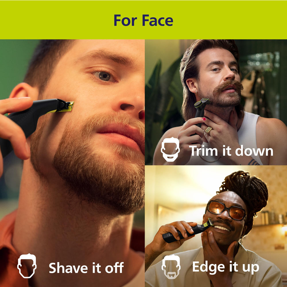 Norelco OneBlade Pro 14-length comb delivers custom stubble lengths without guesswork.