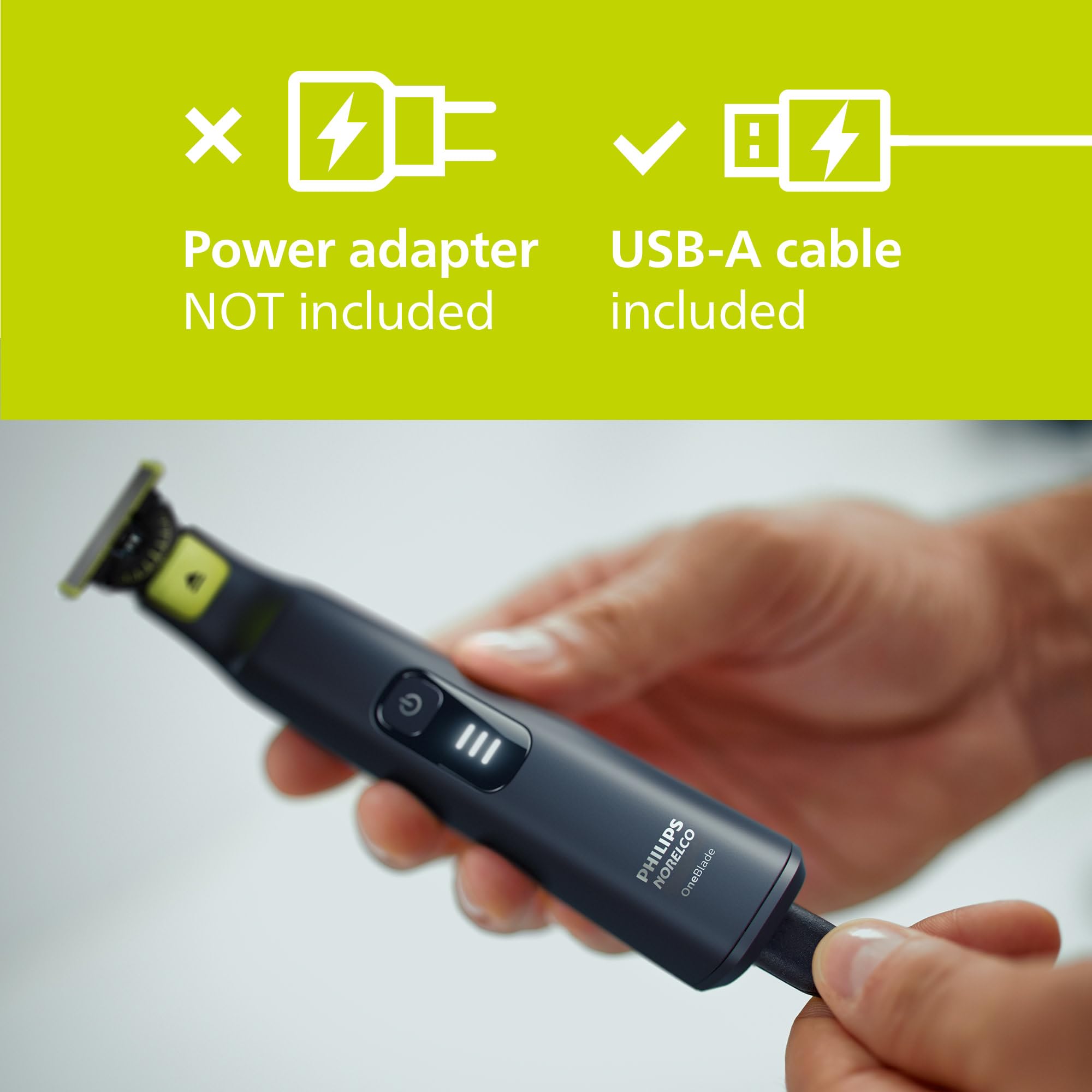 Norelco OneBlade Pro 90-minute runtime keeps you powered.
