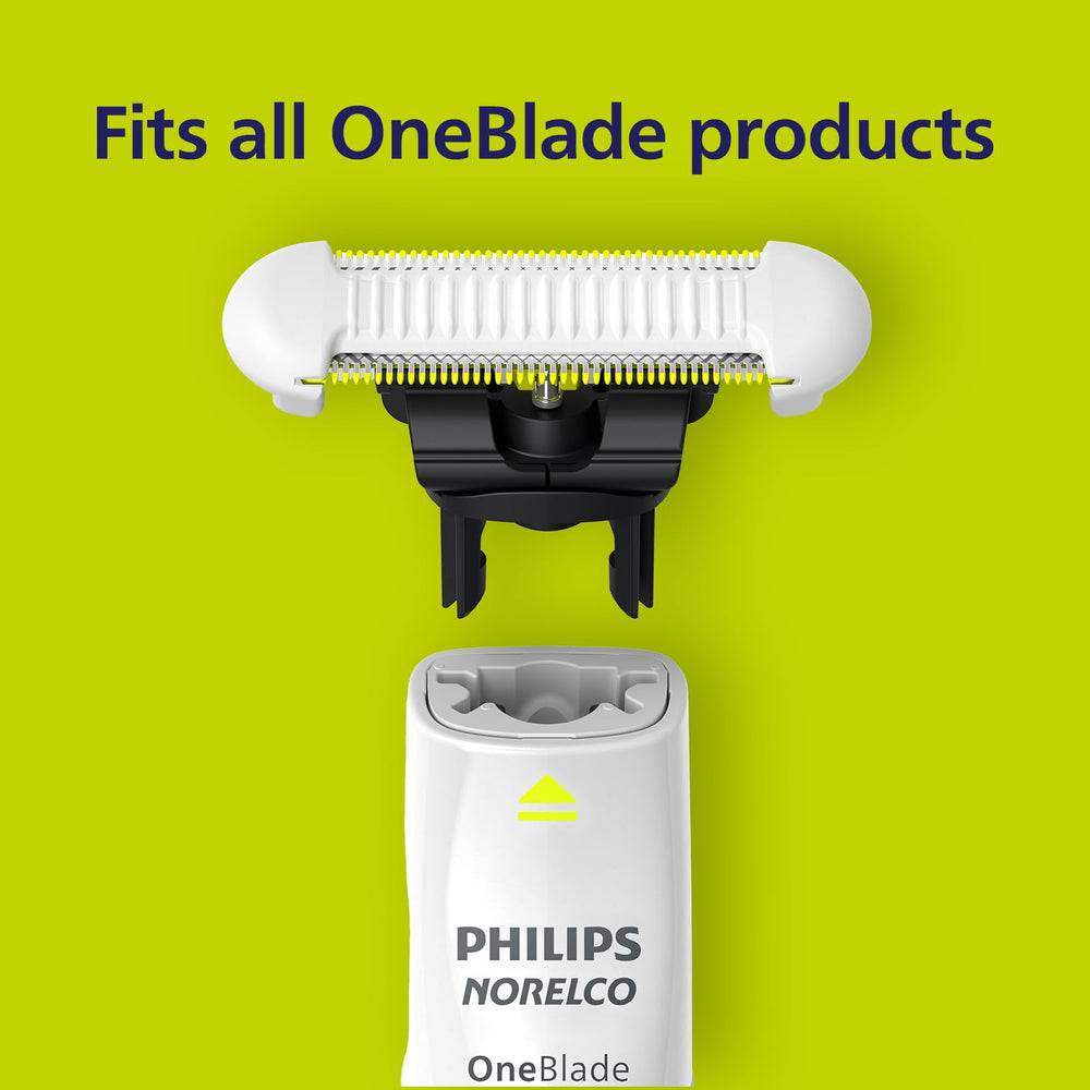 Norelco OneBlade stainless steel blades for durable performance.