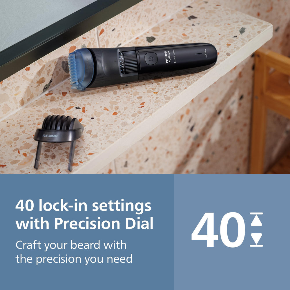 Ergonomic 360-degree grip provides comfortable control during beard shaping and trimming