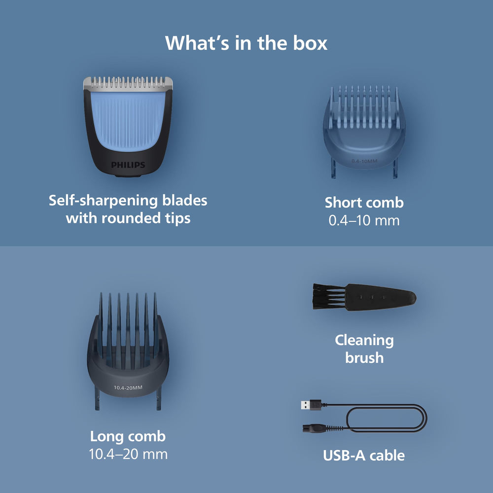 Lift&Trim combs guide hairs toward the blade for even trimming results