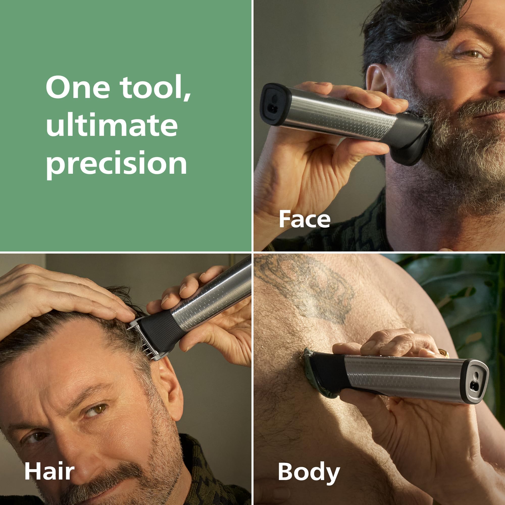 Norelco precision comb 11-length steps 1-3mm enabling precise, customizable beard and hair length.