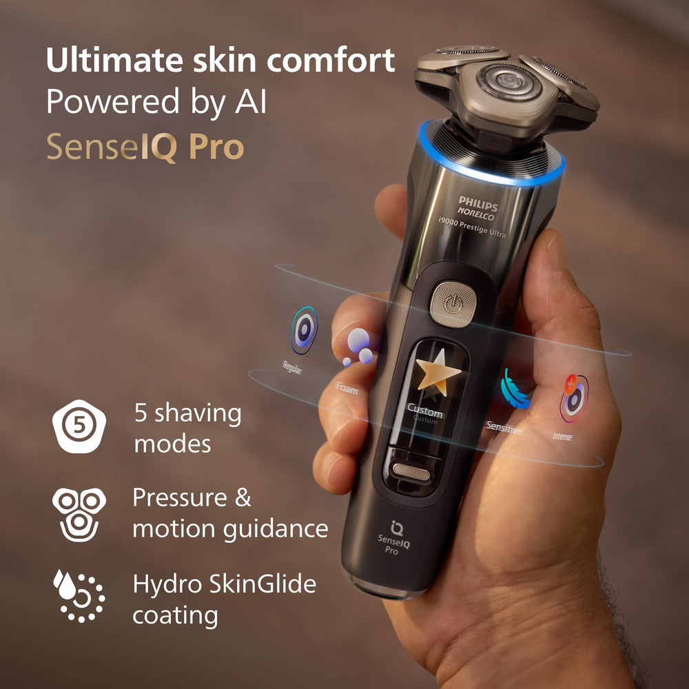 Norelco Quick Clean Pod pictured for effortless post-session maintenance.