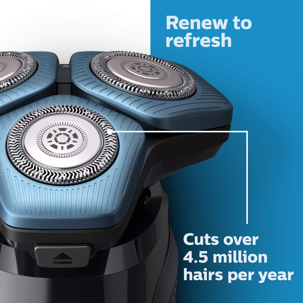Norelco SH71/52 heads in close-up with SH60/70 and SH70/70 models