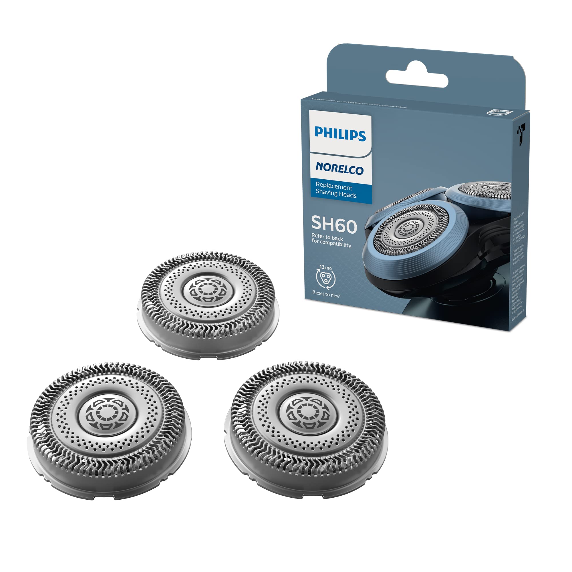 Three genuine Norelco SH60/72 heads pack for Series 6000