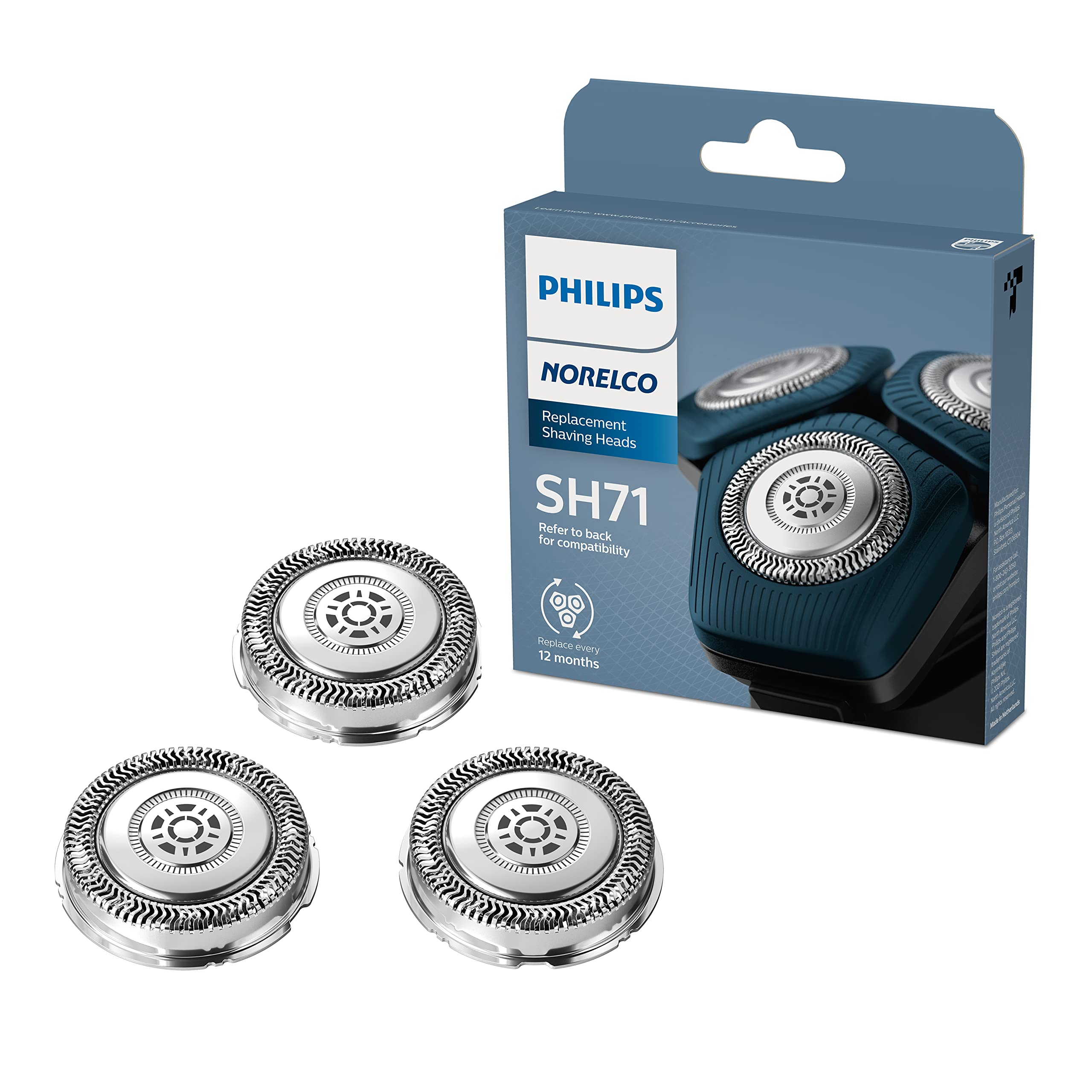 Norelco SH71/52 shaving heads trio ready for precise close shave