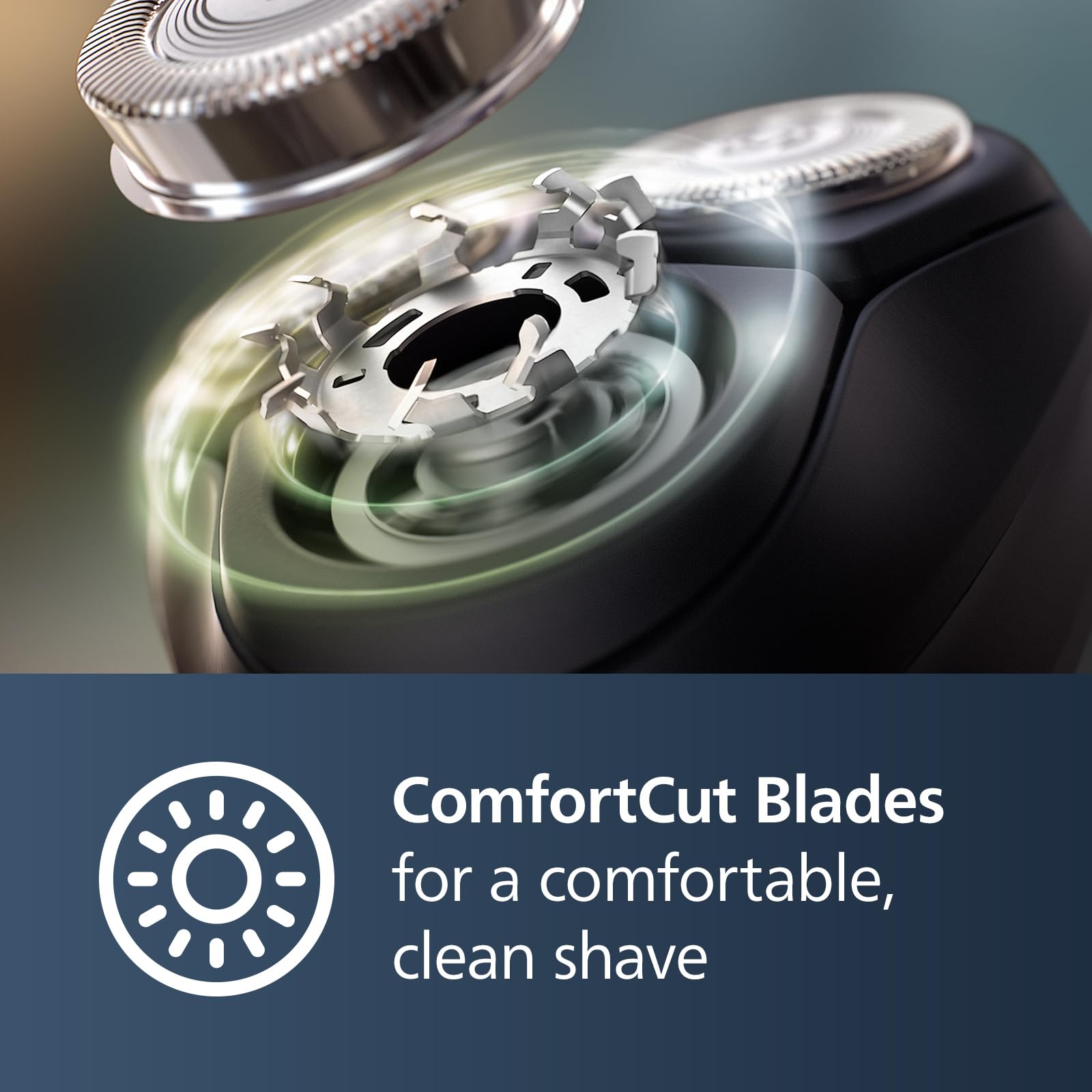 Norelco Shaver 2400 blade closeup showcases ComfortCut blades