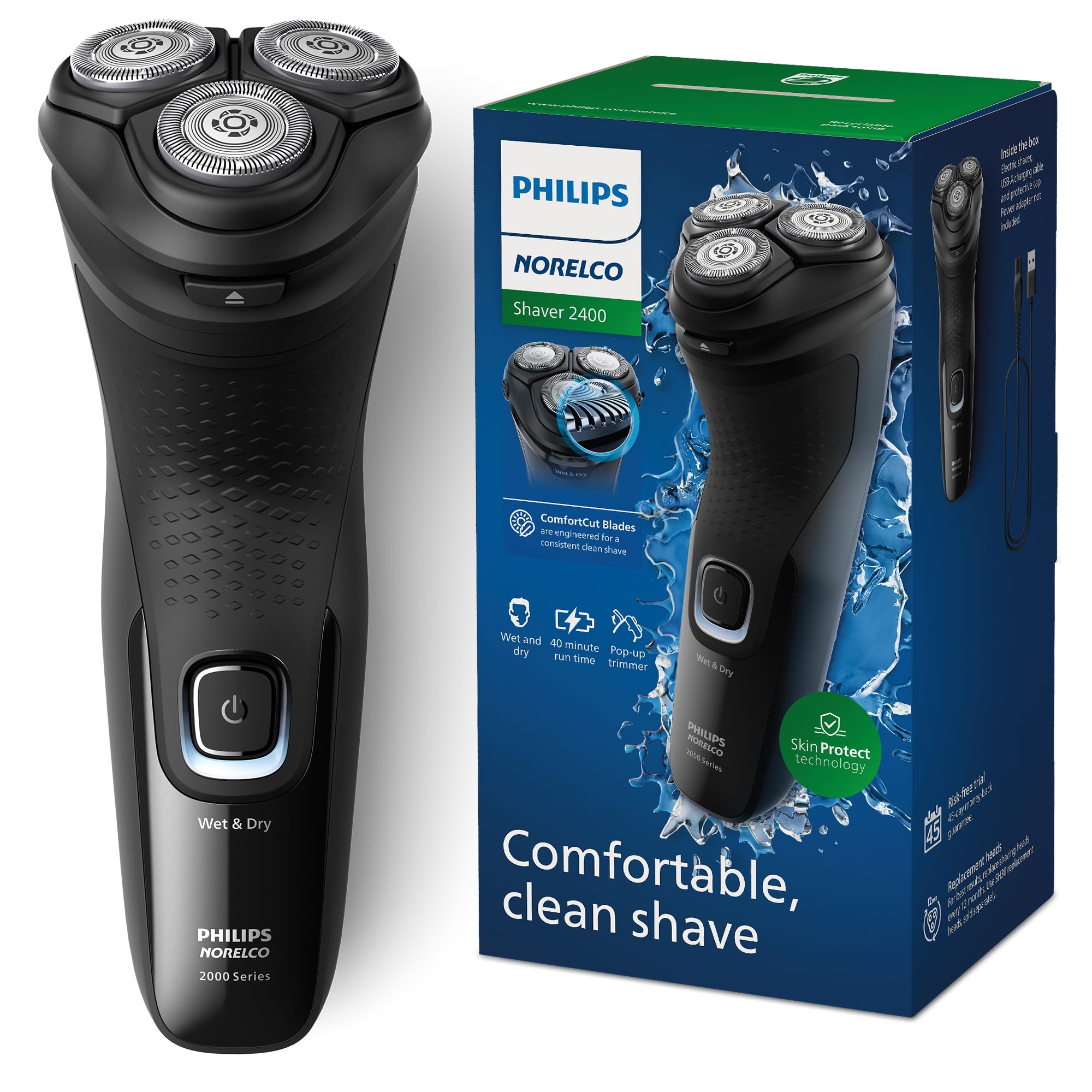 Philips Norelco Shaver 2400 front view for daily grooming