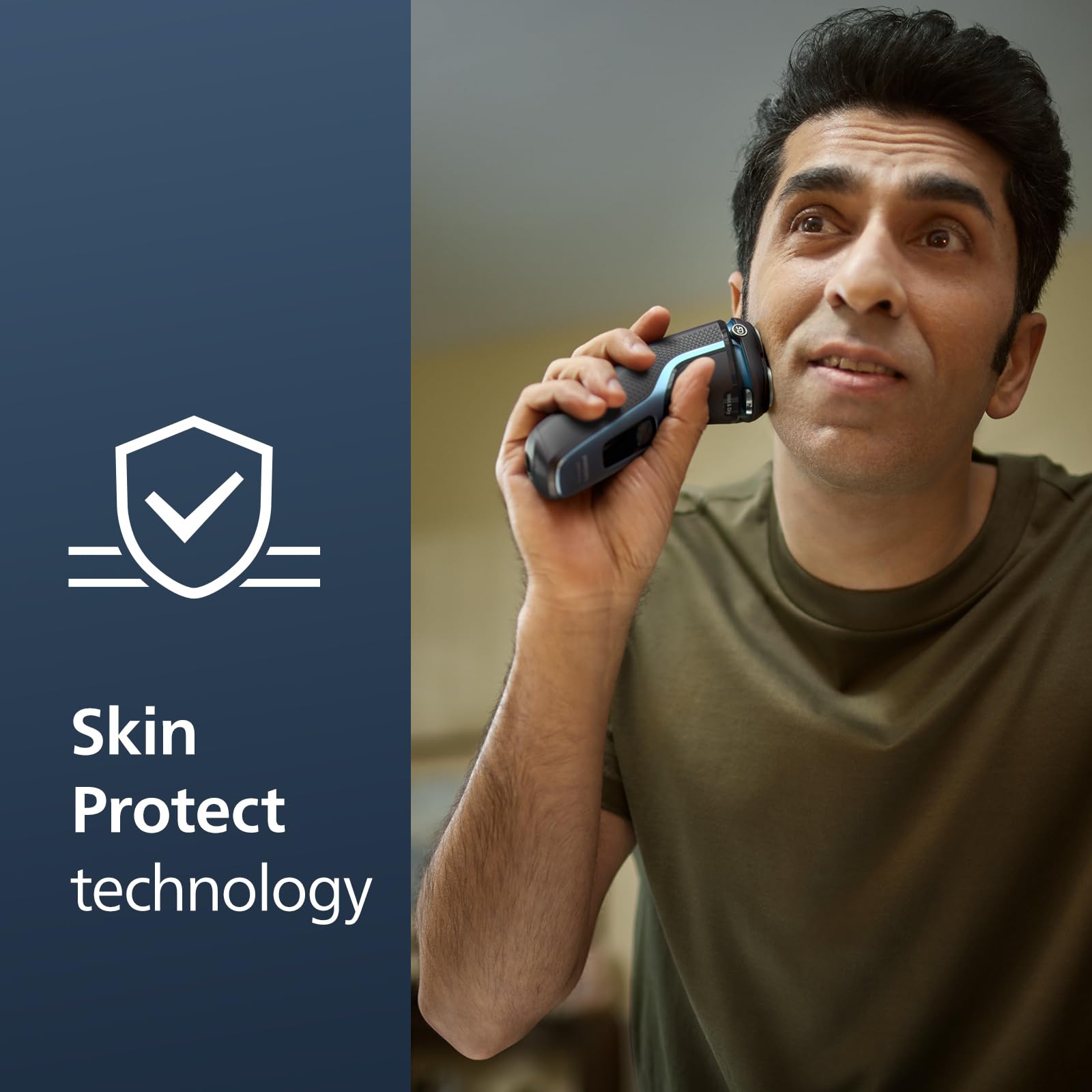 Norelco Shaver 3600 5D flex head adapts to facial contours.