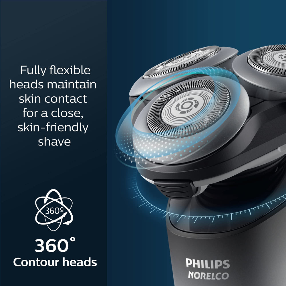 Norelco 5000X SkinGlide coating reduces friction for gentler skin contact