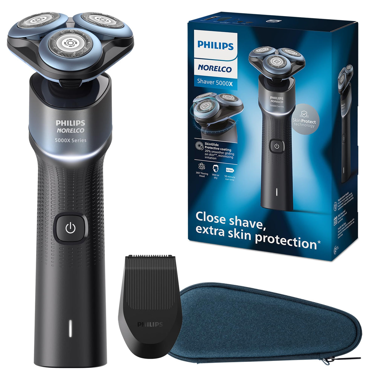 Norelco 5000X standing shaver with ergonomic design for daily grooming
